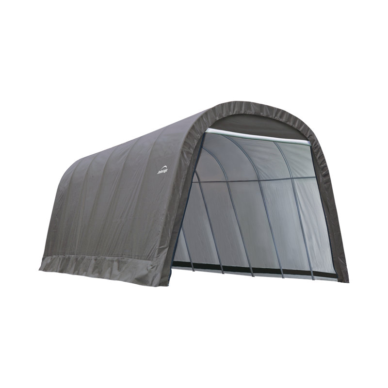 Round Style Shelter, Green Cover, 10' H x 12' W x 24' D, Grey