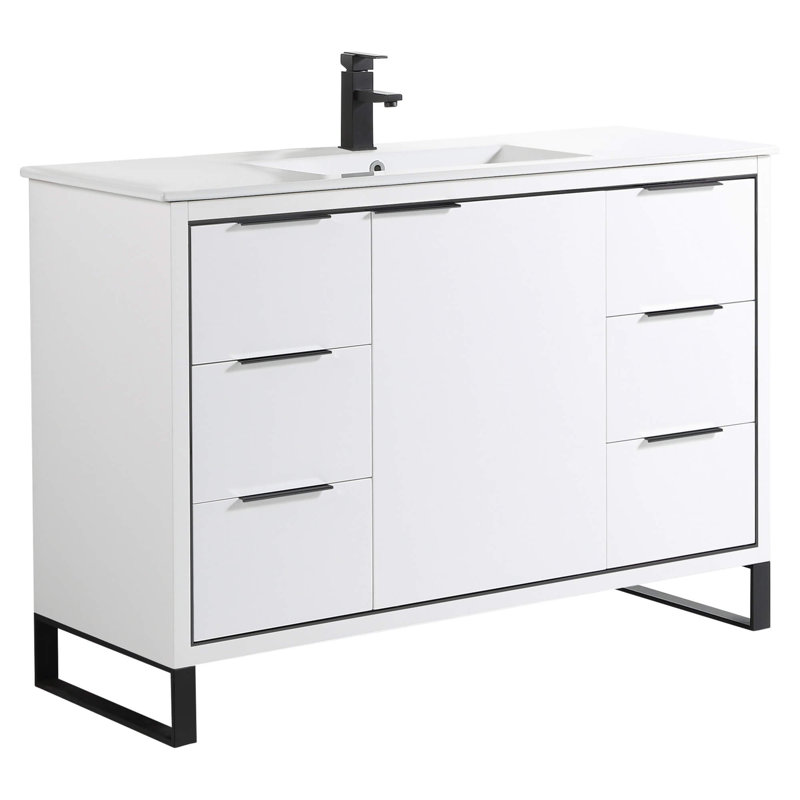 Ensemble de meuble-lavabo simple 48 po, Noir mat, Blanc