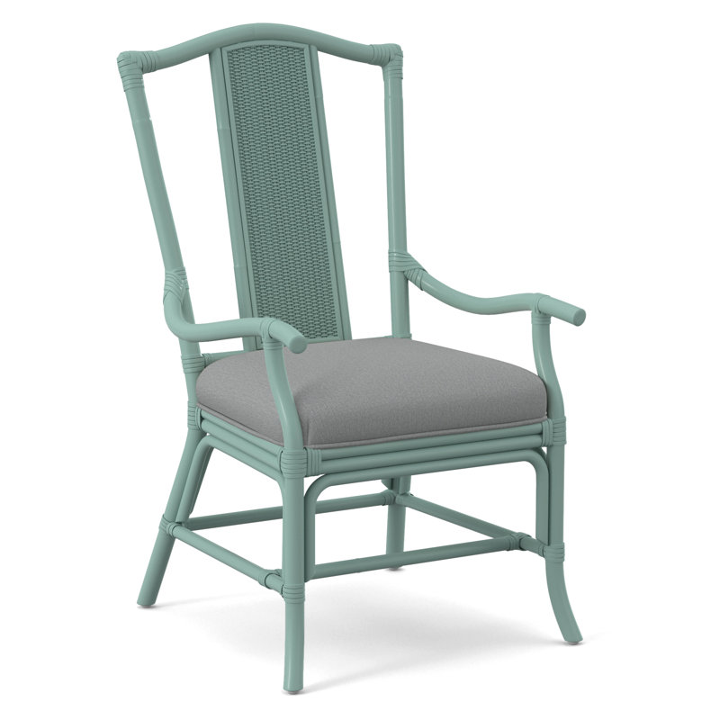 Drury Lane Slat Back Dining Arm Chair, Navy, Light Blue Performance Fabric; 0851-55
