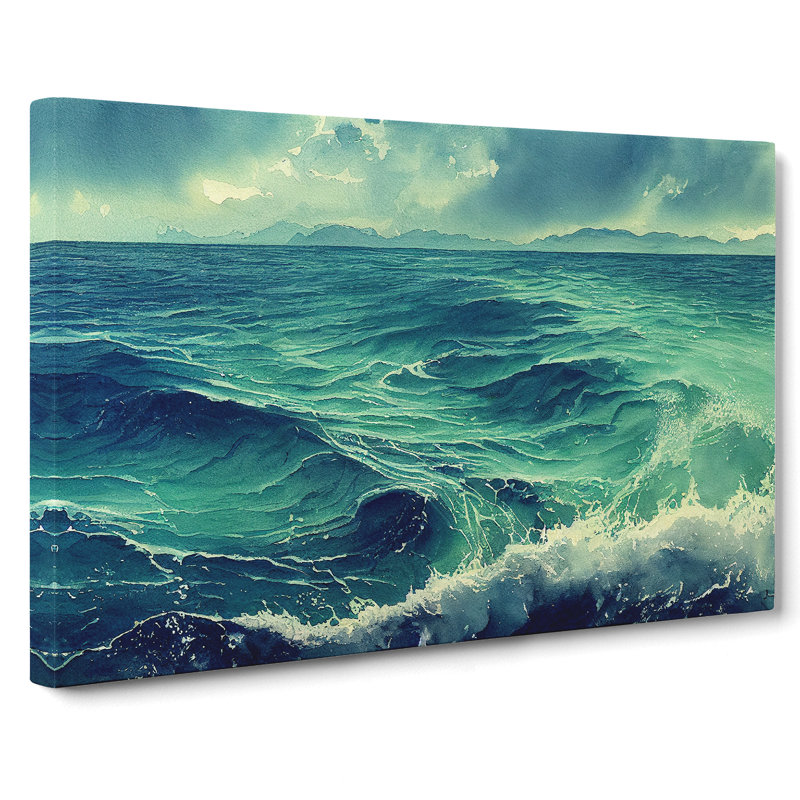 Watercolour Ocean Vol.2 - Wrapped Canvas Painting, 35cm H x 50cm W x 3cm D
