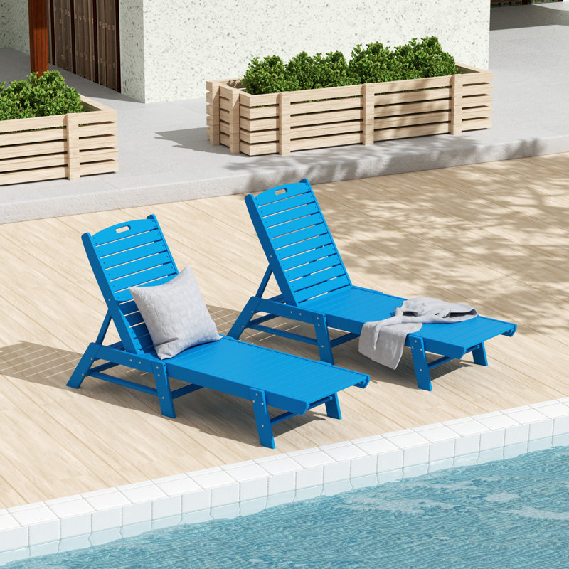 Laguna Outdoor Chaise Lounge Set, Pacific Blue