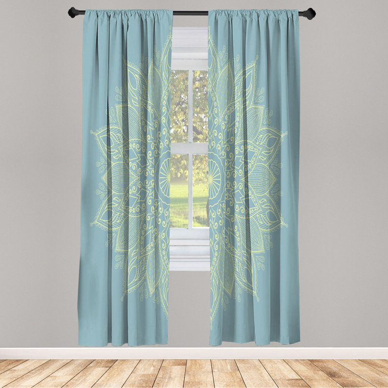 Microfiber Floral Semi-Sheer Rod Pocket Curtain Panels, 28" W x 95" L, Baby Sky Blue