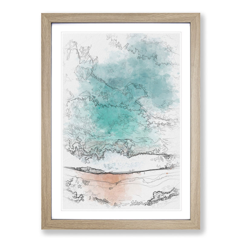 Sydney Australia Beach - Picture Frame Painting Print, 33cm H x 24cm W x 2cm D, Oak Framed