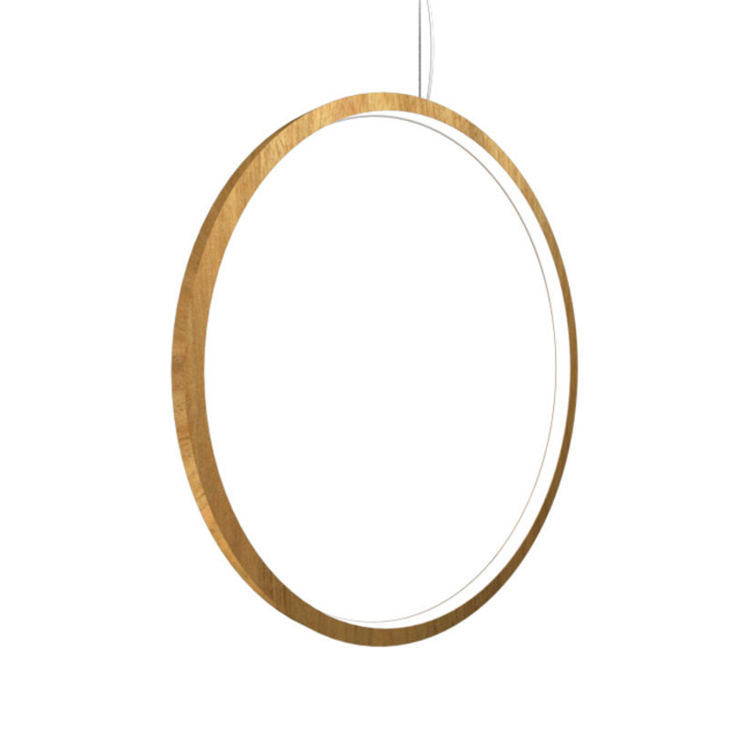 1 - Light LED Unique/Statement Pendant, Louro Freijó, 35.1" H x 35.1" W x  1.17" D