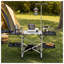 Table de cuisine de camping pliante en alliage d'aluminium argenté avec tablettes latérales