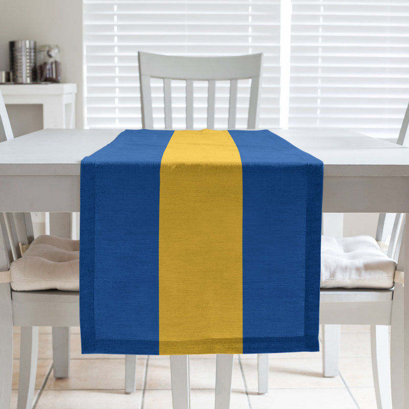 Boston Table Runner, 72" x 16", Cotton Blend, St. Louis,Royal Blue/Gold/Royal Blue