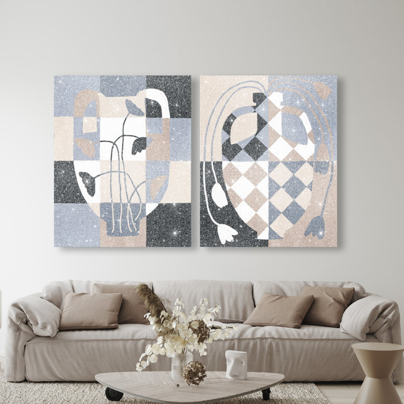 Checkered Boheme Set Set by Oliver Gal, 40"H x 32"W, Gallery Wrapped