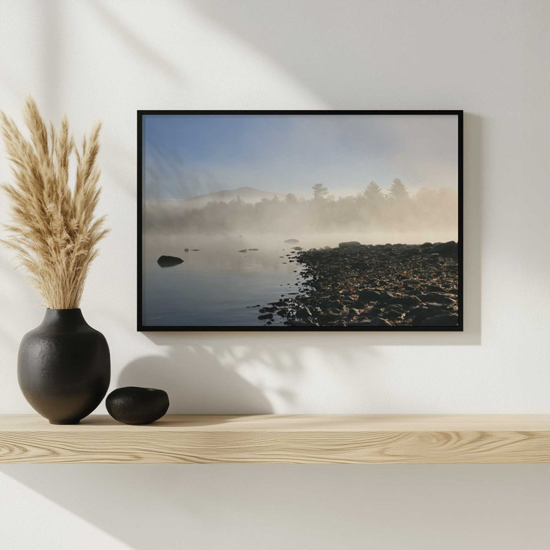 «Lakeshore Misty Morning» par Lori Deiter, reproduction d'art, 30 W x 20 H, White, Framed Print