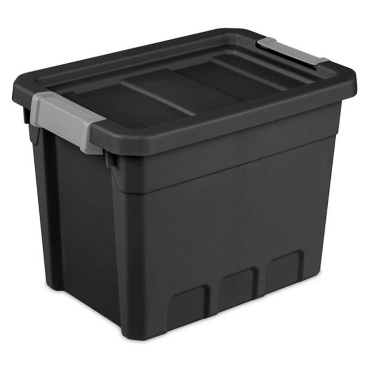 Rubbermaid Roughneck Tote 14 Gallon Stackable Storage Container with Stay  Tight Lid & Easy Carry Handles, Black/Cool Gray 6 Pack