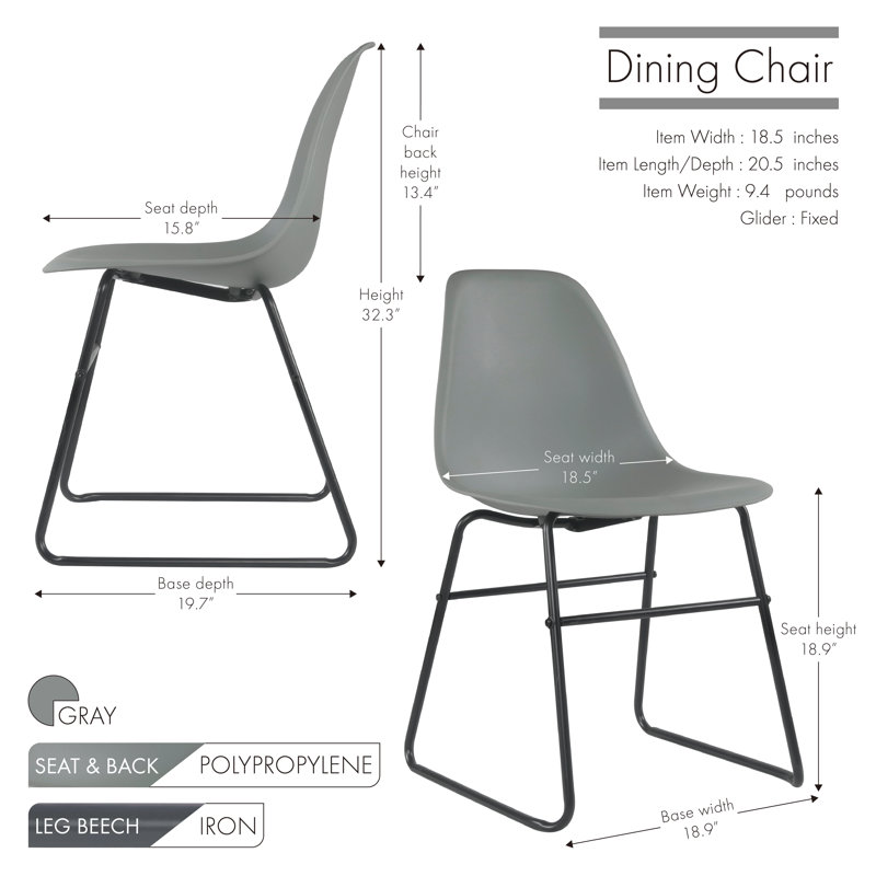 Chaise d'appoint en plastique Ina, gris