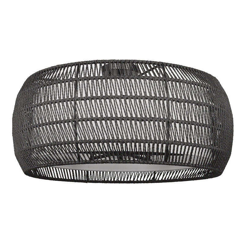 Plafonnier semi-encastré 6 lumières 27,13 po Chapple, Rotin noir moderne
