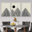Art mural Mid-Century moderne bohème minimaliste abstrait montagne soleil encadré sur toile, 3 pièces-1273325218-1220743038