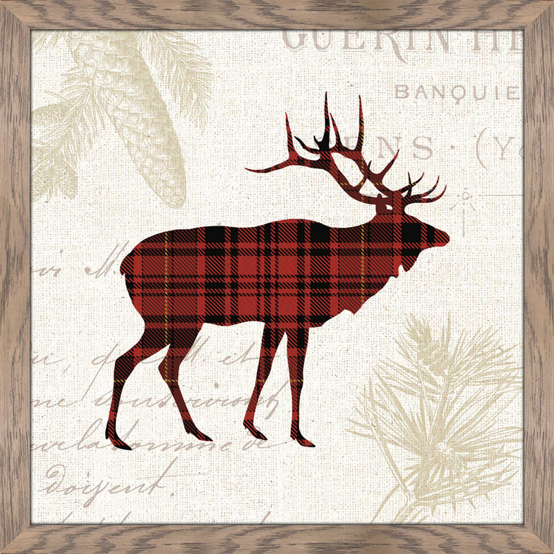 «Plaid Lodge III», impression sur toile, H 21,5 po x l 21,5 po x P 0,75 po, Cadre taupe délavé