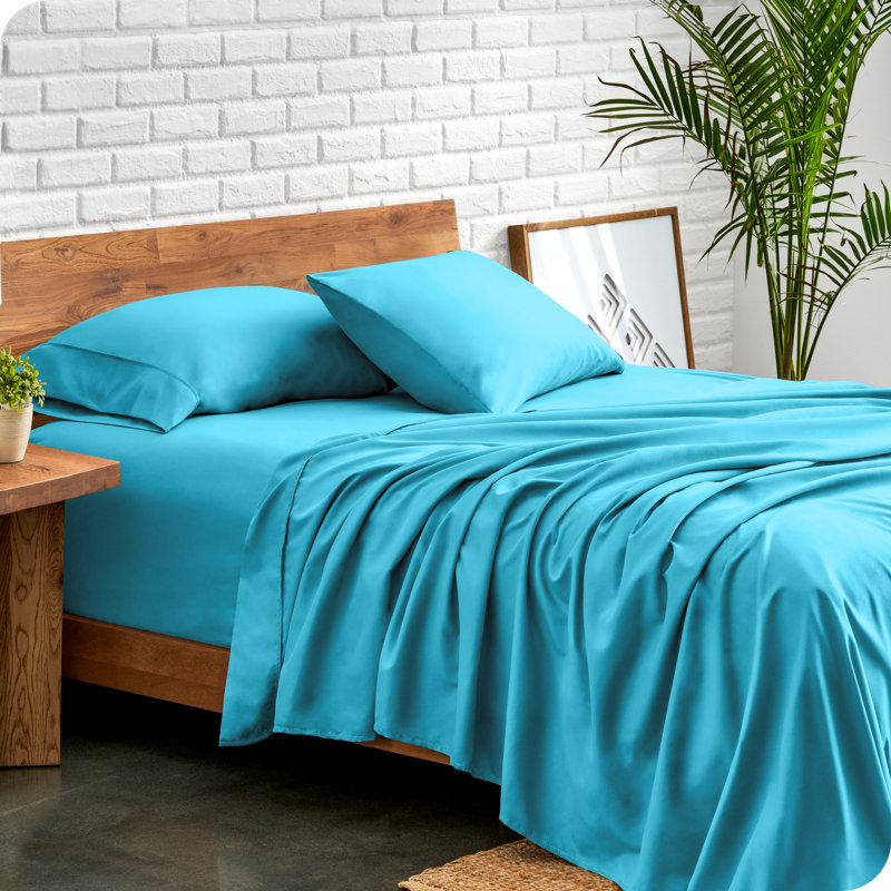 Bare Home Ultra-Soft Microfiber Sheet Set, Queen Sheet Set + 1 Fitted Sheet + 2 Pillowcases, Aqua