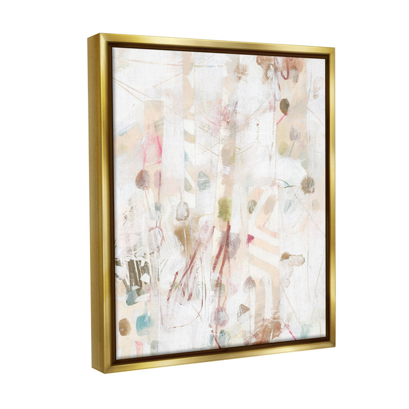 "Subtle Beige" par June Erica Vess sur toile, Cadre flottant métallique doré, H 31 po x l 25 po