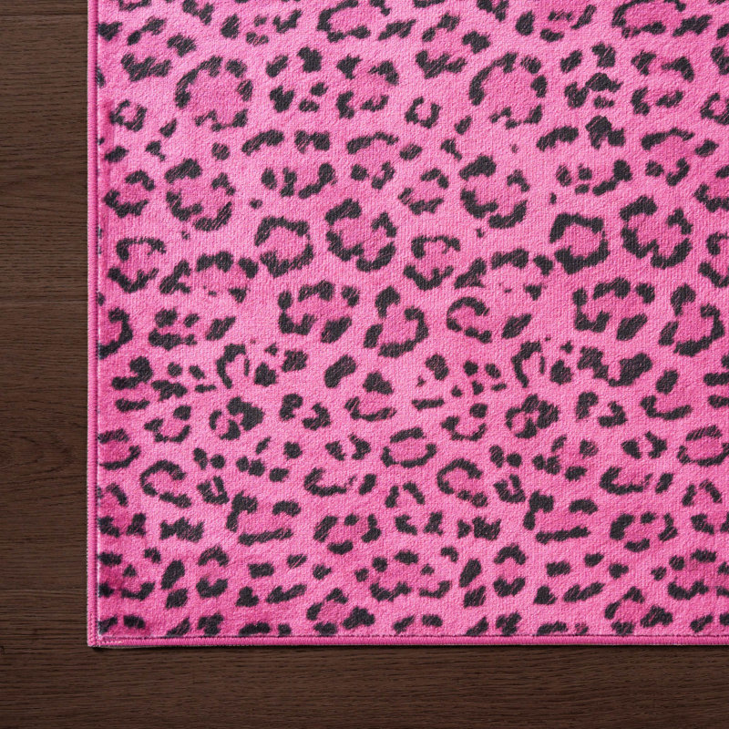  Finely Machine Washable Area Rugs, Hot Pink Paw, 5' x 7'