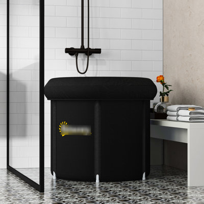 Baignoire portable noire pour athlètes, 79 gallons avec couvercle et sac de transport, baignoire à glace pour athlètes, sac antimicrobien.
