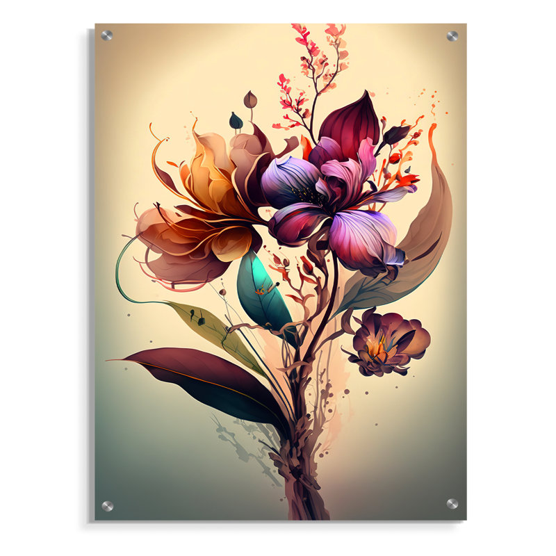 Orchidée florale I - décoration murale orchidée en acrylique, H 20 po x l 12 po