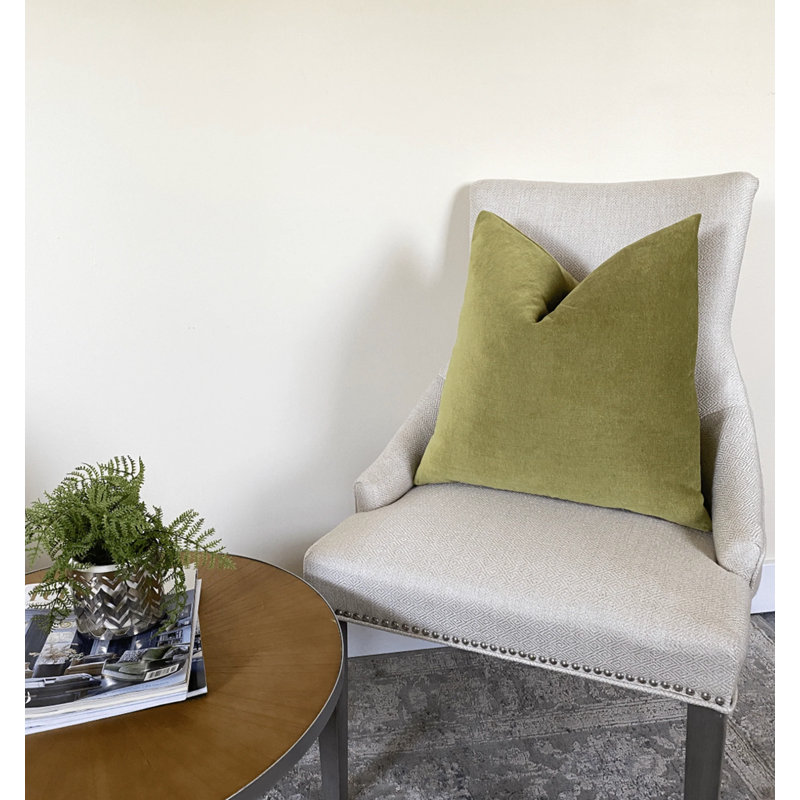 Housse de coussin en velours vert uni, Citronnelle, 20" H x 20" W