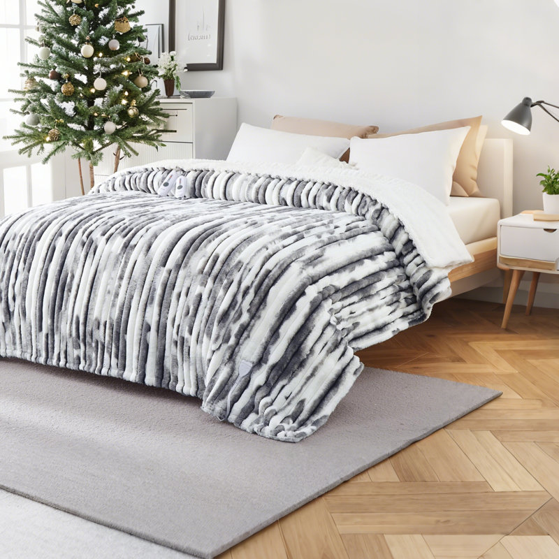 Heated Throw Blanket, 228.6cm L x 213.4cm W, Grey