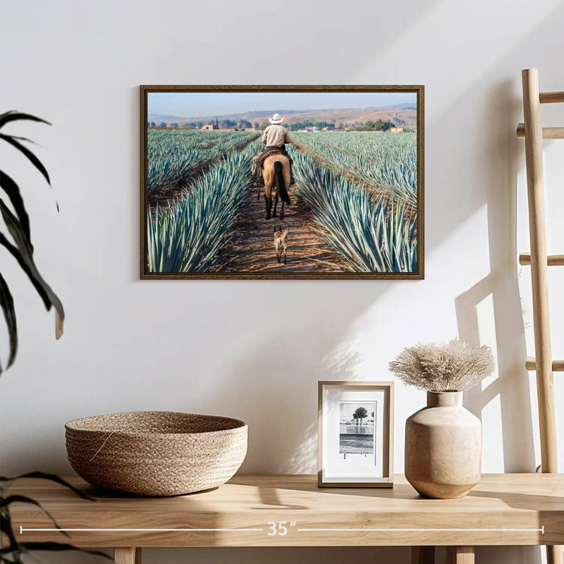 Inspecter la plantation d'agave, 19 po x 13 po, Cadre flottant noyer