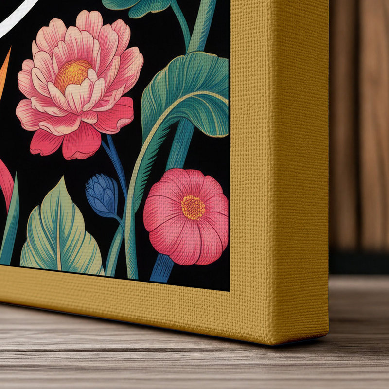 Birds of Paradise Botanical - Wrapped Canvas, 36x24 - 91.4 x 61.0 cm, Ochre Border
