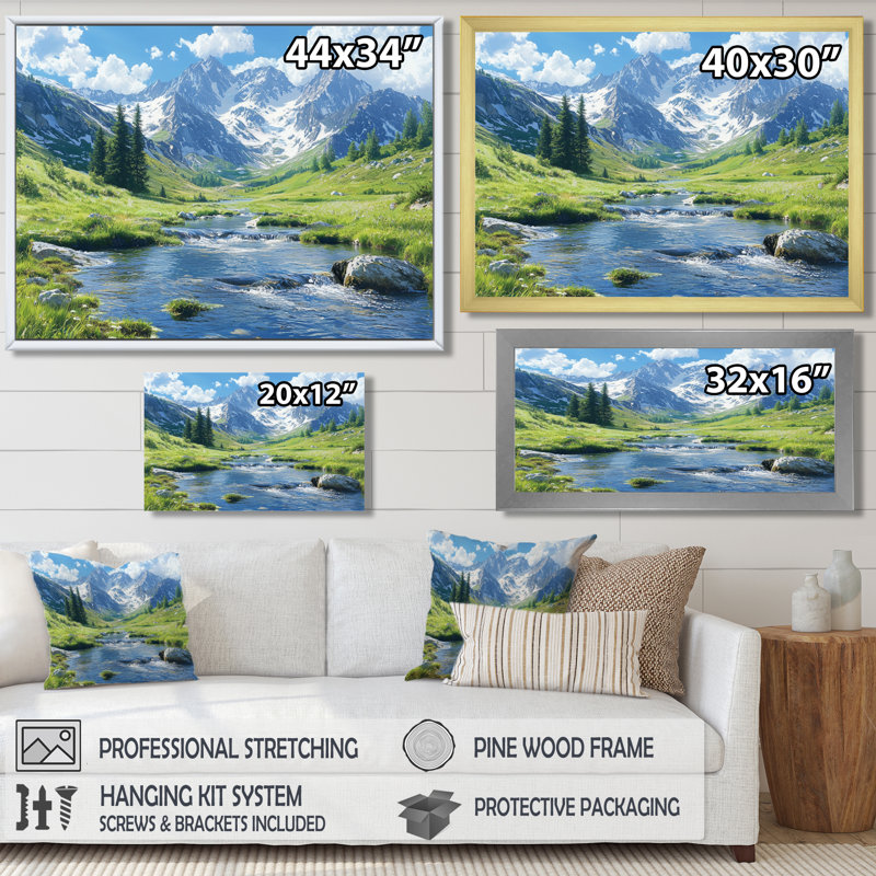 Geni Mountain River Reflections In Rocky Mountains V - Mountains Wall Art, 30" H x 40" W, Single Picture Framed Print, Black
