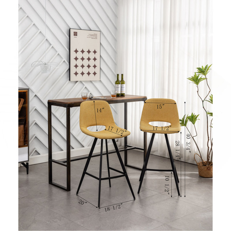 Ensemble de 2 tabourets à hauteur de comptoir en tissu 28,25 po, Jaune