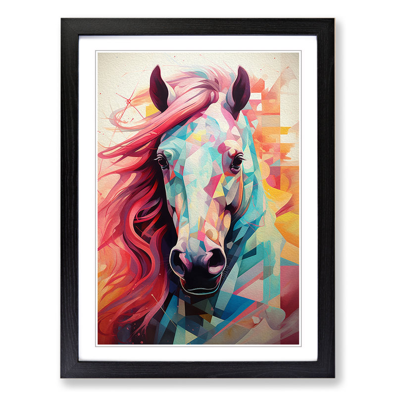 Pony Geometric No.2 - Framed Print, 46cm H x 34cm W x 2cm D, Black