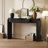 TREXM Entryway Table With Natural Wood Grain Finish, Console Table With Fluted Design, Oval Top And 2 Drawers For Entryway And Living Room (Black)-991915182