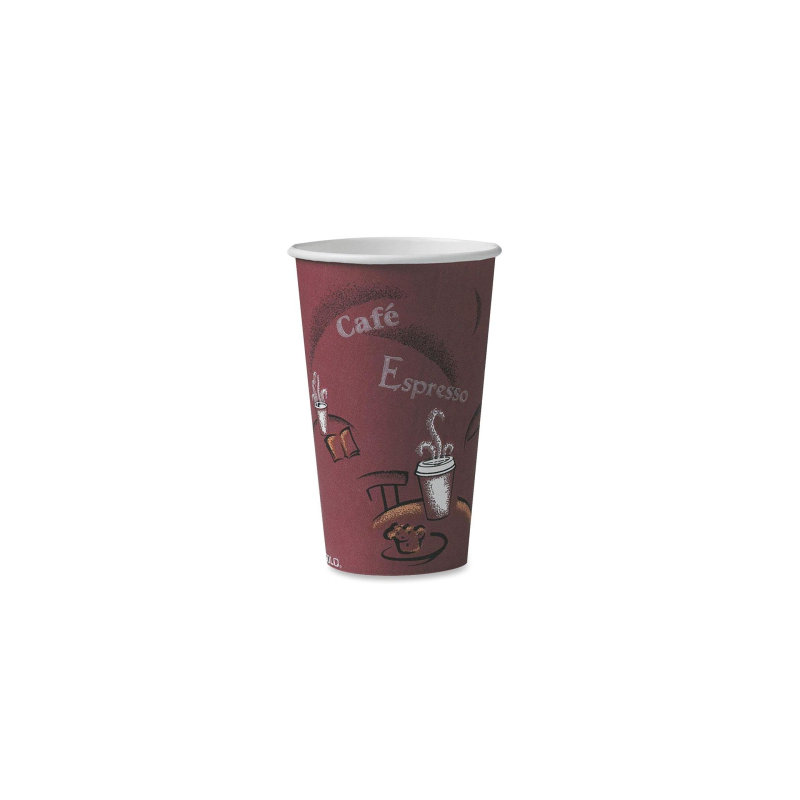 Paper Hot Cup, 16Oz., 300/PK, Maroon