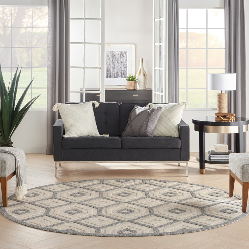Allesandra Geometric Indoor / Outdoor Rug, Round 7'10"