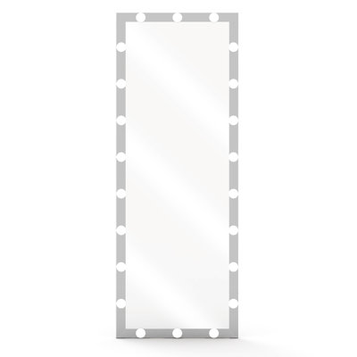 Silver Full Length Vanity Mirror With 3 Color Lights: 63"X24", Brightness Levels, Aluminium Frame, Wall Mountable Or Freestanding, For Home Body Lighted Mirror: 63X24x1 Inch, 22 , Colors &