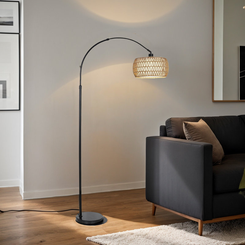 Arc Rattan Floor Lamp, Black