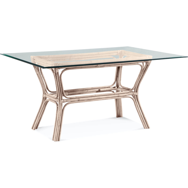 Trellis Glass Dining Table, 42" W x 60" L, Bisque