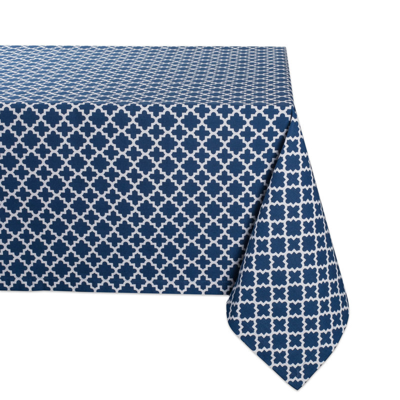 Trung Lattice Tablecloth, 84" x 60", Nautical Blue