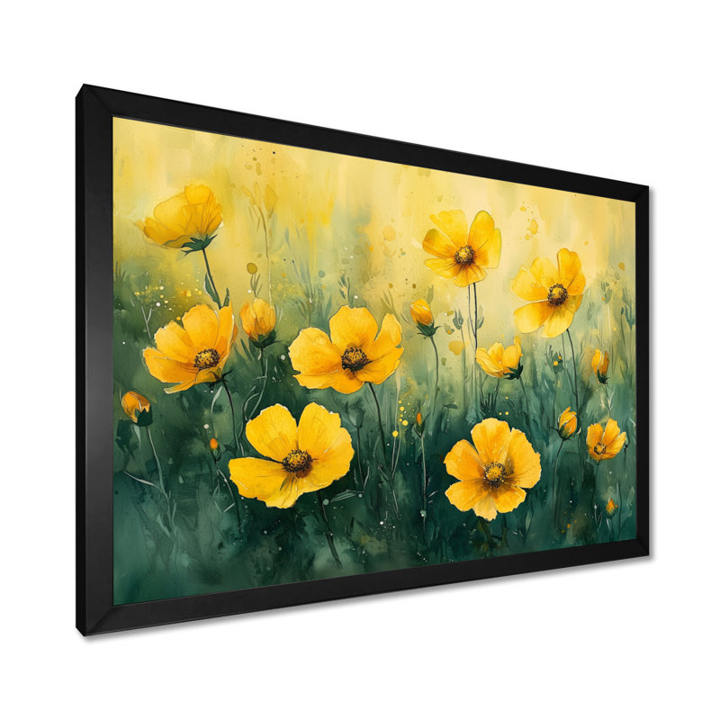 Iriyana Golden Hour Poppies In Summer V - coquelicots, art mural sur toile, Reproduction encadrée d'une seule photo