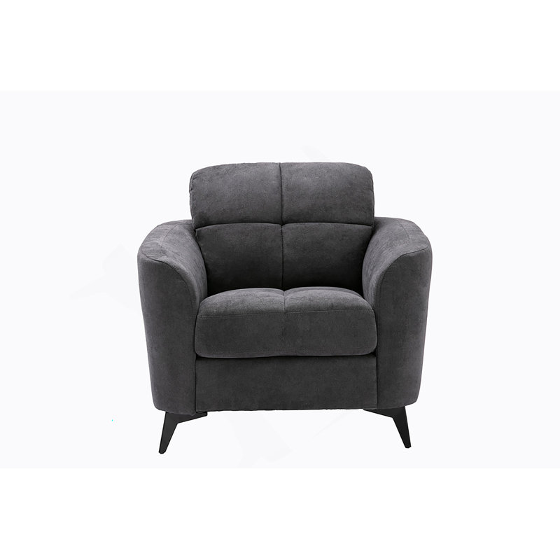 Chaise l 39 po en tissu gris, Noir