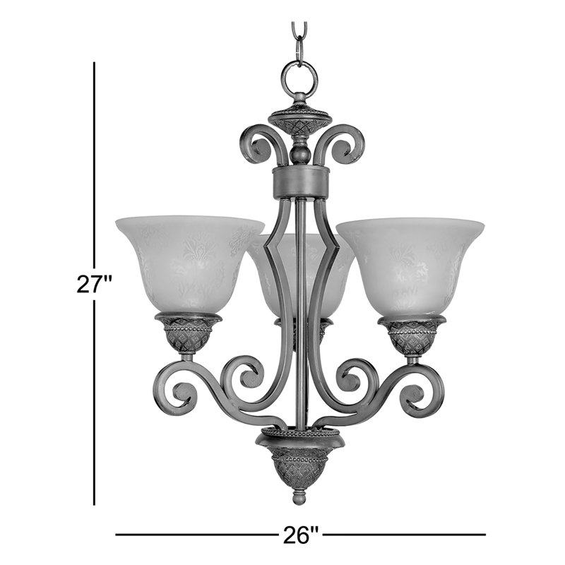 Hopson 3 - Light Dimmable Classic / Traditional Chandelier, Screen Amber