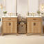Meuble-lavabo de 60 po en bois avec cadre en bois massif, 4 portes à fermeture douce, 2 tiroirs rabattables, tablette réglable, armoire de rangement moderne