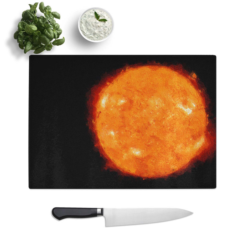 Tempered Glass The Surface of the Sun Chopping Board, 28.5 cm W x 20 cm L