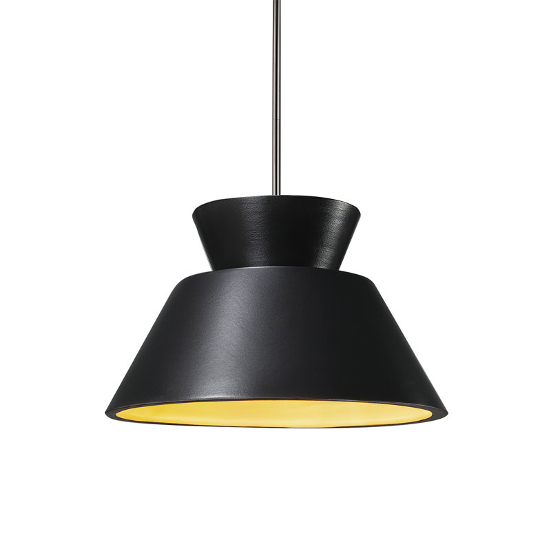 Suspension trapézoïdale - tige rigide, Nickel brossé, Incandescente (non incluse), Noir carbone mat / or champagne