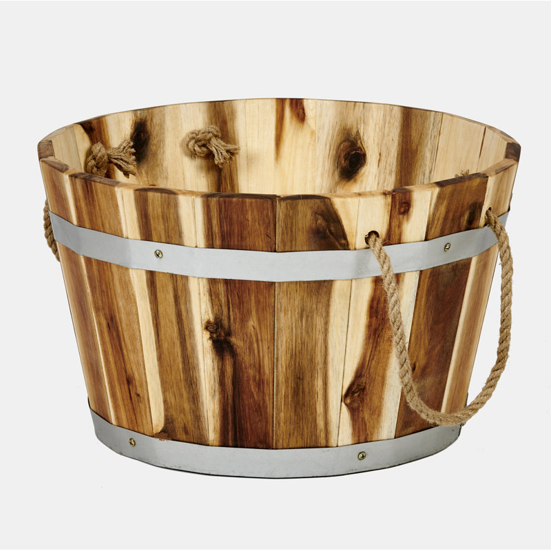 Randals Wood Barrel Planter, 9.5'' H x 15'' W x 15'' D