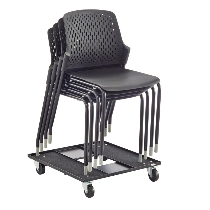 Alera Stacking Chair Dolly Cart – Moves Up To 12 Chairs, 320 Lb Capacity, 4 Casters, Black Steel