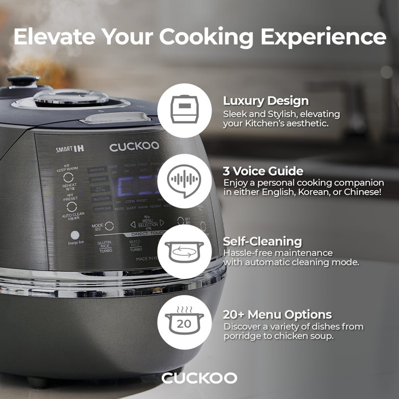 6-Cup Dark Gray Stainless Steel Induction Heating Rice Cooker