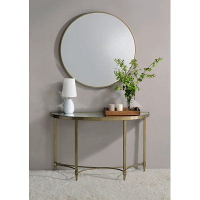 Console Gisell avec miroir, miroir et finition laiton antique AC02737