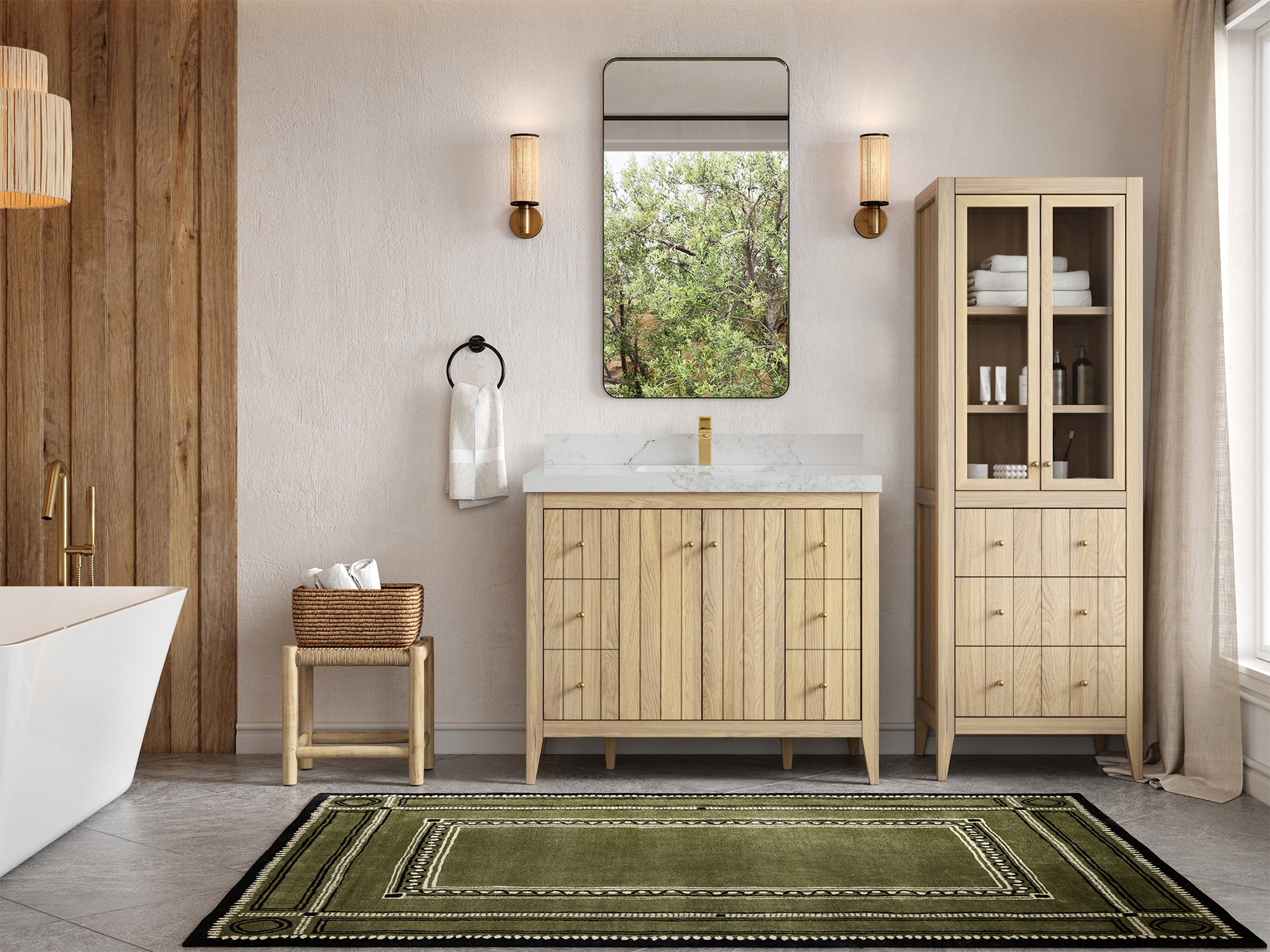 Willow Collections Atlanta White Oak Wood 42 W X 22 D