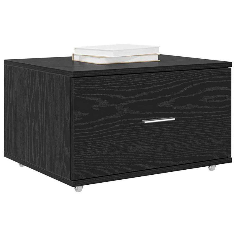 Drawer Cabinet with Wheel Storage Modern Furniture Solution Rectangular, Black