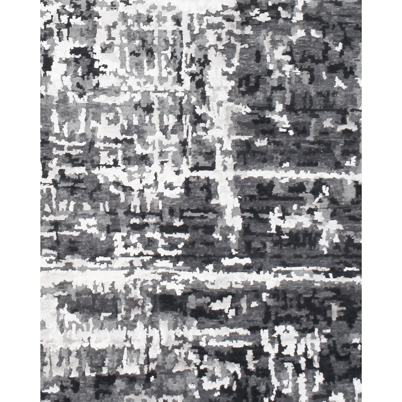 Tapis gris et argent noué à la main de haute qualité