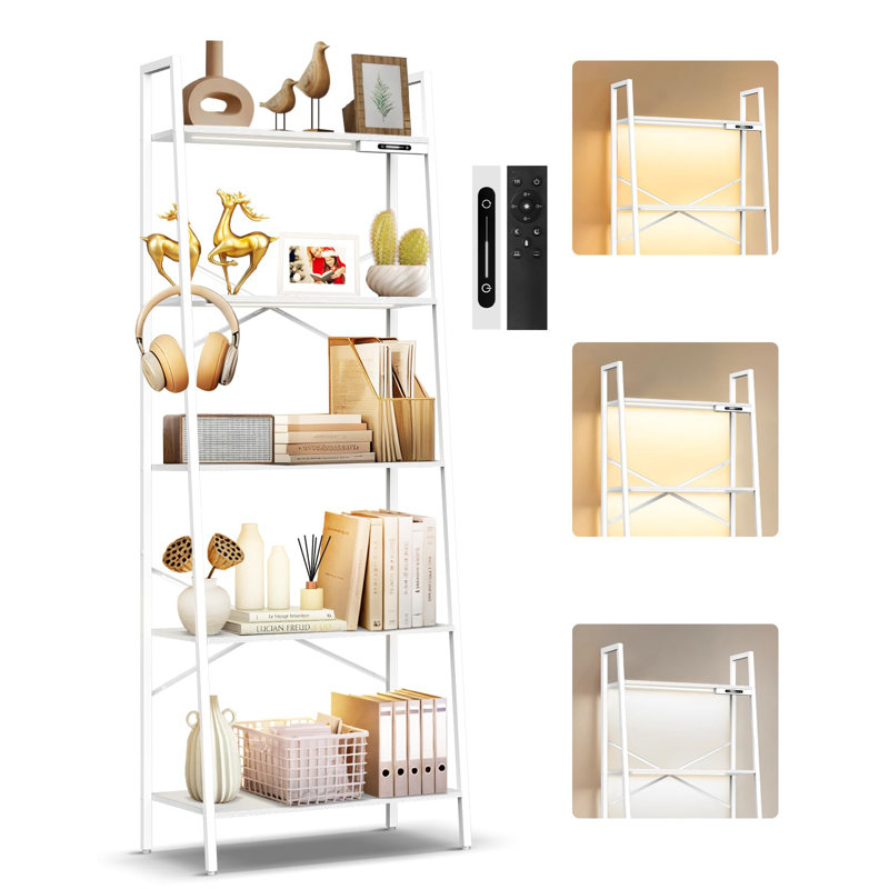 160 cm H x 56 cm W Etagere Bookcase, White